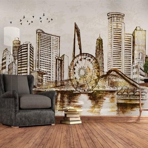 Custom 3d wallpaper Nordic city architecture modern minimalist landscape wall painting series - high-grade waterproof material