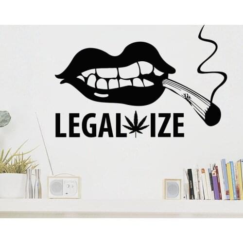 Sexy Lips Wall Sticker Joint Maple Leaf Legalize Smoking Weed Vinyl Window Stickers Smoking Room Removable Wall Decals