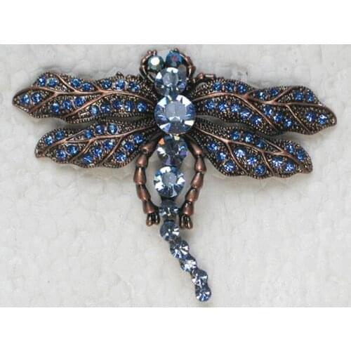 Blue Rhinestone brooch Dragonfly Pin brooches C645 B3
