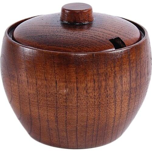 Salt Pepper Jar Wooden Seasoning Container Multi-Purpose Wood Condiment Box Spice Storage Container Kitchen Tools Accessories