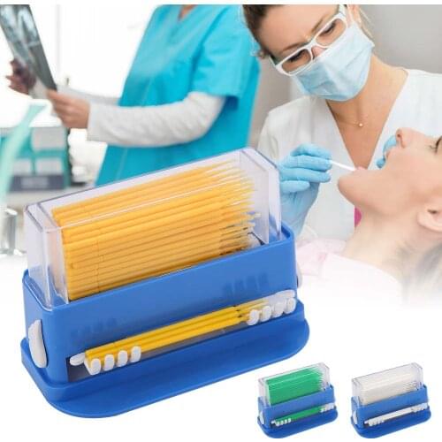 3 Colors Dental Disposable Micro Applicator Tip Bendable Sticks Brush Dispenser with Box