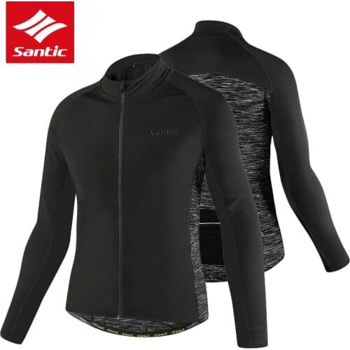 Santic Cycling Jacket Men Autumn Long Sleeve Theraml Fleece Bike Jacket Windproof Warm Bicycle Jacket Pro Team Cycling Clothing