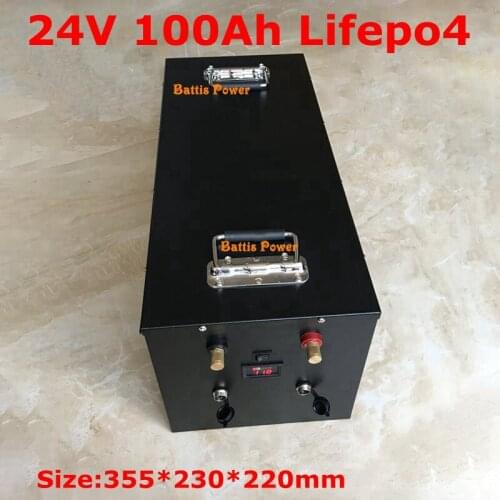 Waterproof 24V 100AH Lifepo4 Battery Electric Bicycle Voltage Display for 4800W Solar Forklift EV AGV UPS + 29.2v 10A Charger