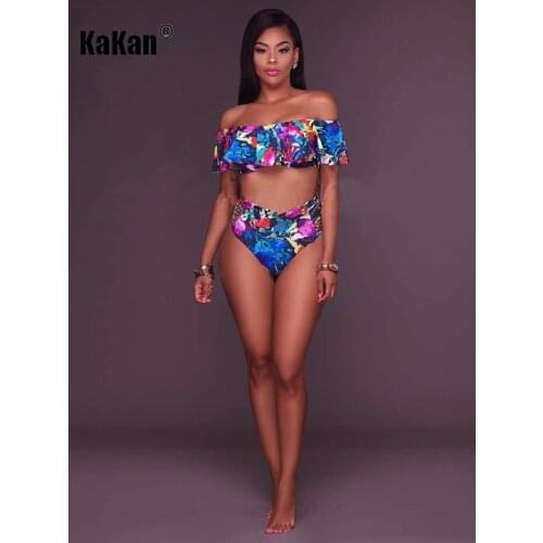 KaKan Explosion Multicolor Spot Womens Sexy Floral Triangle Jumpsuit Suit Digital Print Jumpsuit