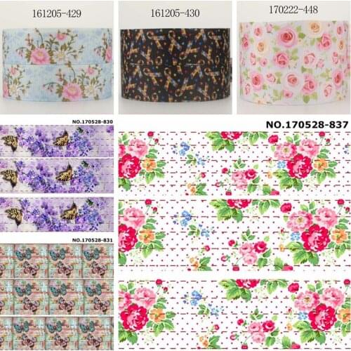 10yards -different sizes -beautiful flowers ribbon printed Grosgrain ribbon 448