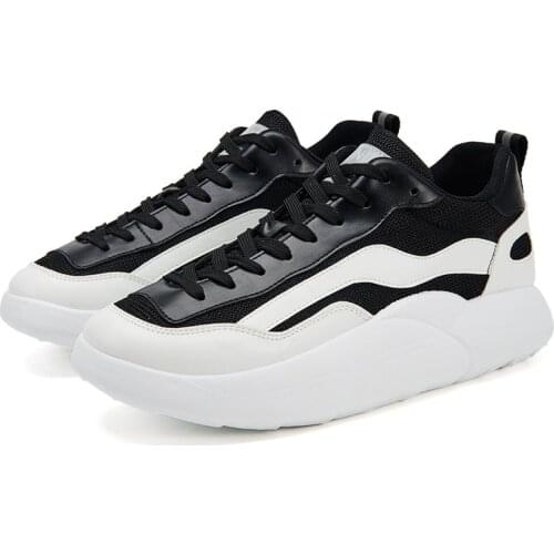 2021 Autumn Mens Casual Shoes Mesh Patchwork PU Leather Sports platform Sneakers Hip Hop Male Shoes 42 Fashion Chunky Footwear