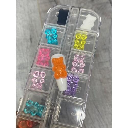 1 Box 12 Color 3D gummy bears nail charms art decorations | 3D Butterfly nail charms art decorations bear & butterfly 3d charms