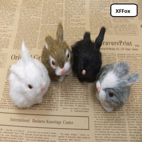 4 pieces a set mini real life rabbit models plastic&furs small rabbit dolls gift about 6.5x7cm xf1976