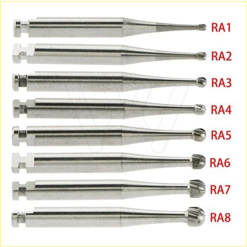 5PCS Dental Tungsten Steel Carbide Burs Low Speed Contra Angle Handpiece RA1-8