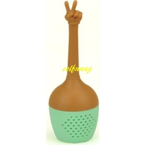 500pcs/lot Gesture thumb ok victory shape Tea Strainer Teapot Thumb OK Silicone Tea Infuser Filter Tea & Coffee Drinkware