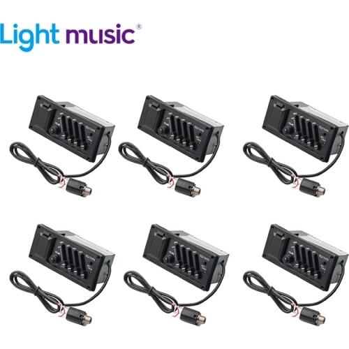 6 Pcs 4 Band Acoustic Guitar EQ-7545R Equalizer Acoustic Guitar Preamp Amplifier Piezo Pickup 6.5MM Output