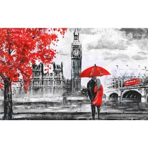 5d diy diamond Painting London Big Ben,Red Bus pictures mosaic diamond embroidery city View full square/round rhinestones FG1835