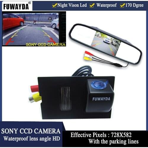 FUWAYDA Parking CCD 4.3" Car Rearview Mirror Monitor+ Night Vision Car Camera parking lines for Range Rover Sport Freelander
