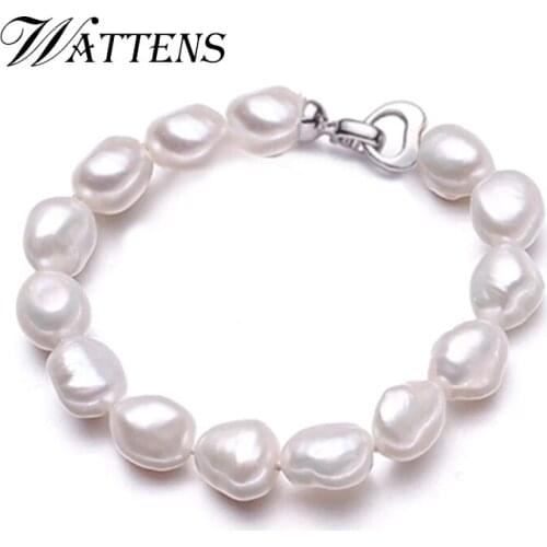 WATTENS New 9-10mm Baroque Bracelet Natural Freshwater Pearl Bracelet Choice Christmas Wedding party mothers day Gift For Women