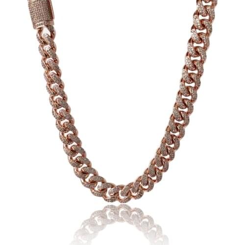 Iced out Miami chain hiphop 12mm prong cuban link chain Heavy chain for men