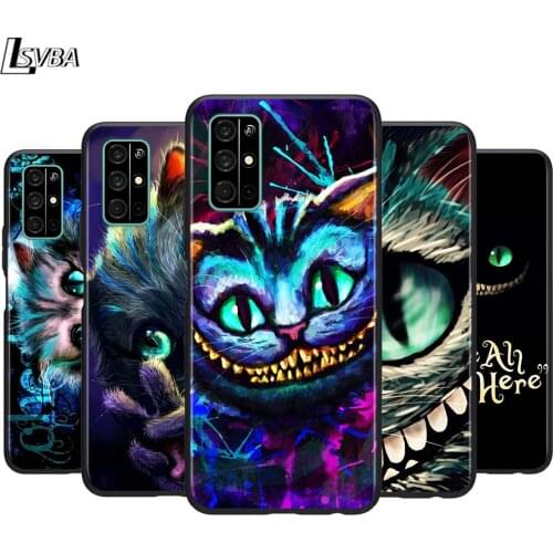 Wonderland Cat for Huawei Honor 30 20S 20 10i 9S 9A 9C 9X 8X 10 9 Lite 8A 7C 7A Pro Soft Black Phone Case