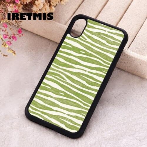 Iretmis 5 5S SE 2020 Phone Cover Case for iPhone 6 6S 7 8 Plus X Xs XR 11 12 Mini Pro Max Rubber Silicone Green Zebra Print