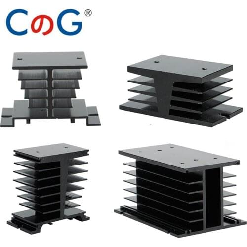 CG Black Radiator For Single Phase 10A 25A 40A 60A 80A 100A 120A 200A Aluminum Heat Sink SSR-10DA 25DA 40DA Solid State Relay