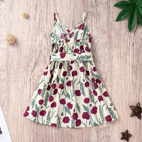 Toddler Kids Baby Girls Dresses Summer Sleeveless Sling Floral Printed Dress Princess Dress 3 4 5 6 years