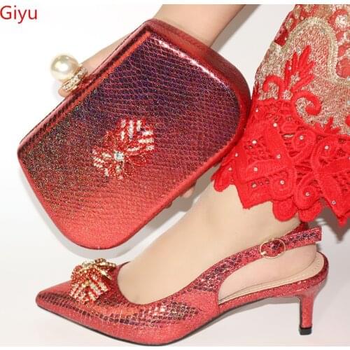 Doershow African Matching Shoes and Bag Set African Wedding Shoe and Bag set Italy Shoe and Handbag Summer Set for party!SKK1-10