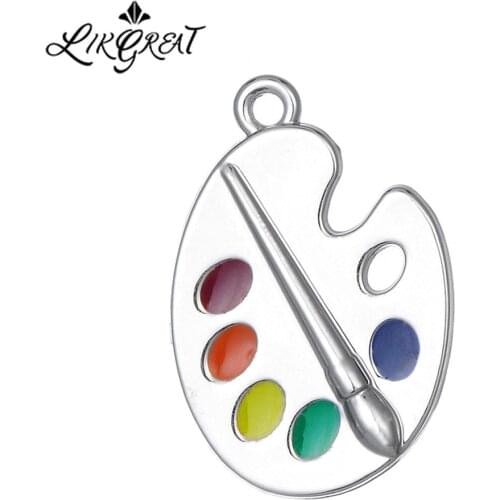 LIKGREAT Enamel Charm Artists Palette Pendant Paint Plate Charms for Jewelry Making Handmade Necklace Bracelet Accessories