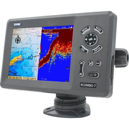 ONWA KCombo-7 7inch marine GPS fishfinder combo transducer Color LCD GPS plotter Combo with Fishfinder GPS +FISH FINDER