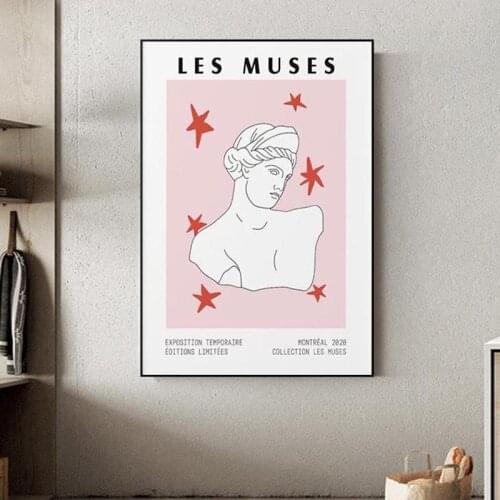 Greek Goddess Bust Statue Art Artwork Greek Museum Canvas Painting Purple Canvas Painting Aphrodite Pink Red Wall Art