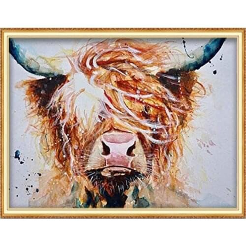 Full Drill Square Diamond Painting Cross Stitch Dutch Highland Cattle Diamond Embroidery Animals 5D Diy Mosaic Decoration Home