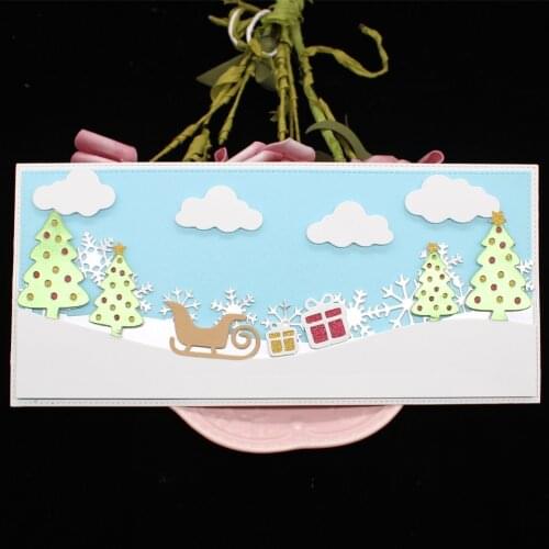 KSCRAFT Slimline Winter Scene Border Metal Cutting Dies Stencils for DIY Scrapbooking Decorative Embossing DIY Paper Card