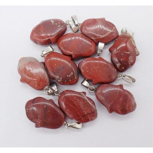 10Pcs 20x15x5mm Natural Palm Red Rainbow Jasper Carved Tulip Pendant For DIY Jewelry Making Necklace Accessories Special Gift