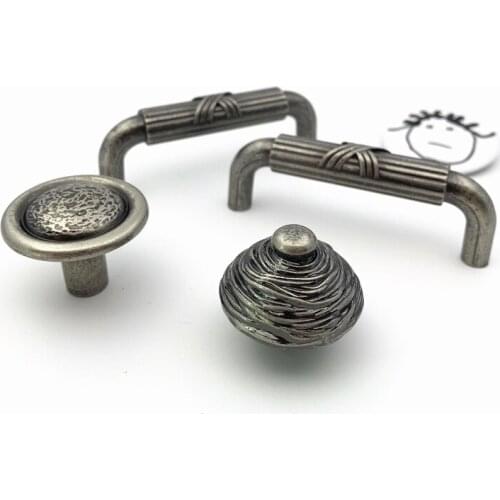 LCH Hole Pitch 76mm Vintage Style Furniture Hardware Matte Silver Vintage Garden Cabinet Knob Door Pull Zinc Alloy Knobs