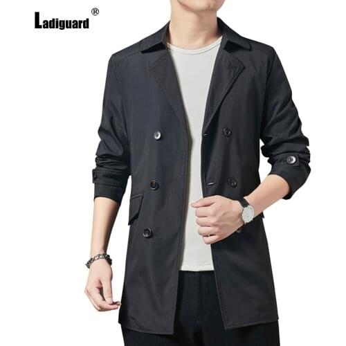 Plus Size 3xl Mens Vintage Long Trench Coats Trend 2021 Spring Autumn Fashion Lapel Collar Overcoats Men Lightweight Outerwear