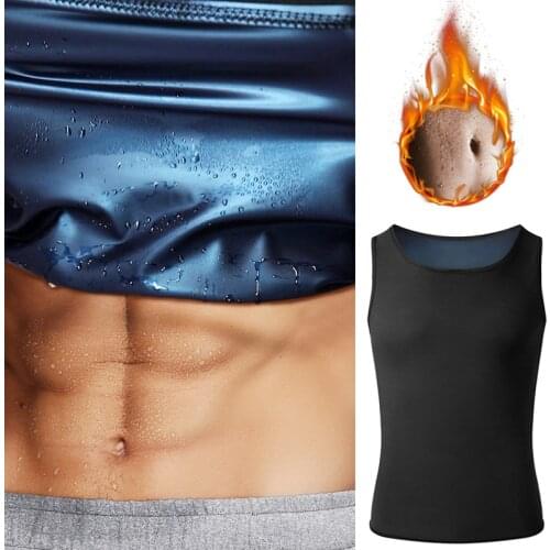 Men Sauna Sweat Vest Polymer Body Shaper Workout Waist Trainer Weight Loss Shapewear Tummy Slimming Sheath Corset Fitness Top