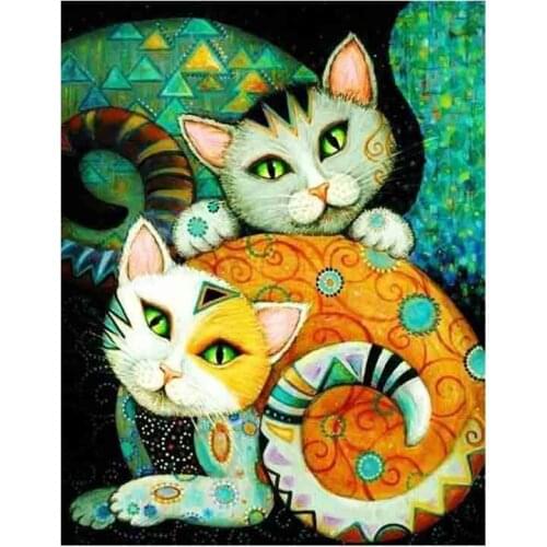 Dpsupr Full Square/Round Drill 5D DIY Diamond Painting "Color cat" Embroidery Cross Stitch Mosaic Home Decor Gift