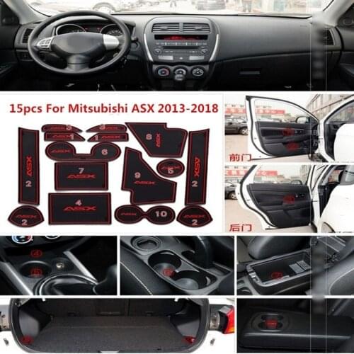 For Mitsubishi ASX 2013-2018 Anti-slip Non-slip Rubber Decorator Cup Holder Sticker Gate Slot Pad Door Groove Mat Car Styling