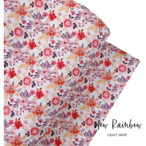 New Rainbow 30x138cm/Roll Artisan Leather Wild Autumn Custom Printed Yellow Orange and Pink Flowers