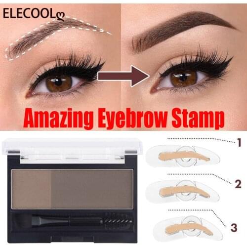 ELECOOL Adjustable Eyebrow Stamp Waterproof Long Lasting Eyebrow Cream Eye Brow Enhancers Smooth Powder Palette Eye Brow Pigment