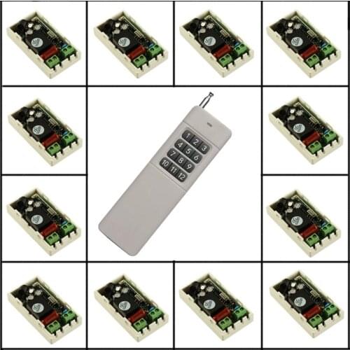 AC 220V 12CH 10A Relay Remote Switch Light Lamp LED Motor Machine RF Receiver 200~1000M Transmitter Wireless Switch 315 433Mhz