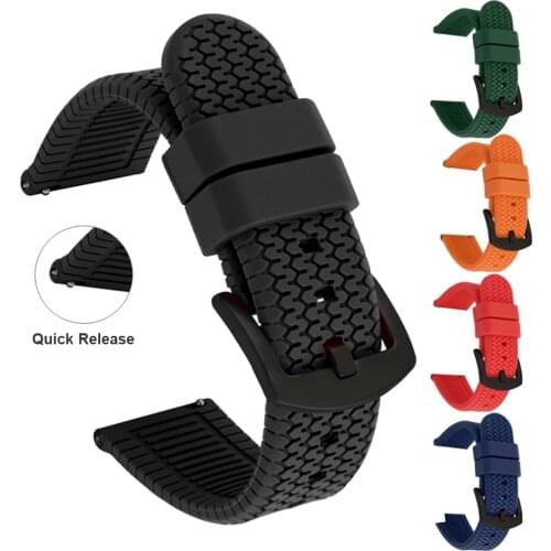 Silicone Watch Strap 20mm 22mm 24mm Rubber Wrist Band Bracelet for Samsung Galaxy Watch 3 42/46mm Active 2 S3 Huawei GT 2/2e/Pro