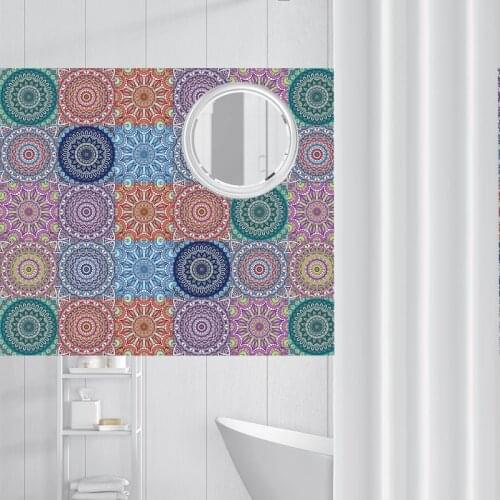 Self-adhesive Mandala Style Tile Wall Sticker PVC Oil-proof Waterproof for Home Living Room Bedroom Kitchen Bathroom 20x100cm