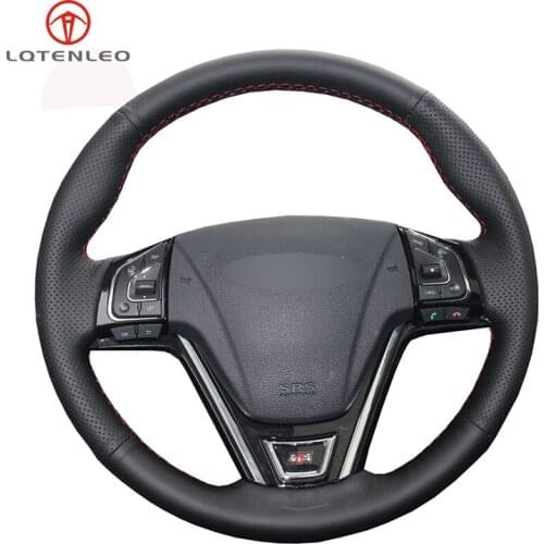 Black Genuine Leather Sew Car Steering Wheel Cover For Great Wall Haval Hover H2 H7 2014-2019 H6 Coupe 2015-2018