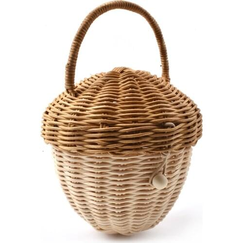Straw woven handbags, rattan woven hand small bags little girls hand-woven bags
