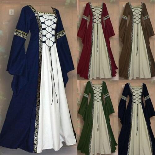 Medieval Dress Halloween Costume For Women Gothic Cosplay Carnival Retro Vestidos Court Long Robe Noble Princess Party Dress