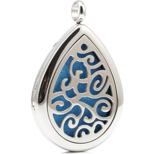 Stailess Steel Water drop Shape Perfume Lockets Pendant Aroma Essential Oil Diffuser Pendant Locket Necklace Pendant