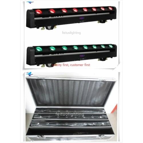 E-4pcs +flight case 8 heads beam light bar led bar/Moving Head 8x10w 4 in 1 RGBW Disco led Pixel beam Bar light