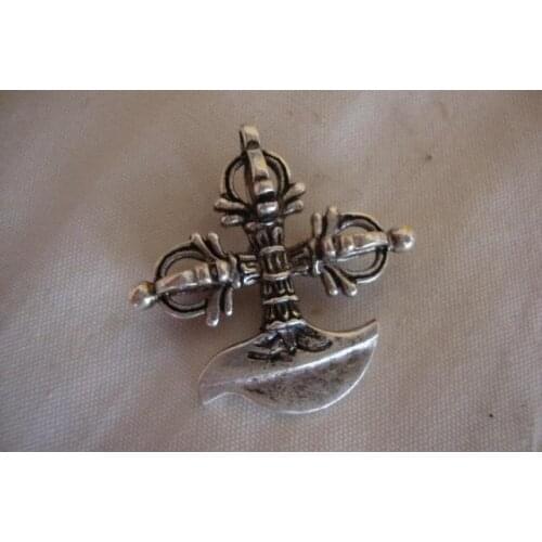 Tibet auspicious silver vajra pendant \ jewelry ,ward off evil spirits, free shipping