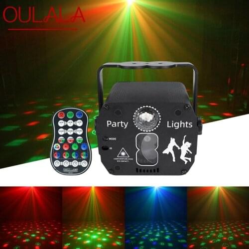 OULALA Laser Lamp Pattern Scanning LED Voice Control Stage Lights Remote Control KTV Radium Party