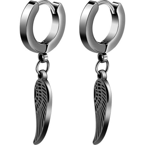 High Grade Stainless Steel Wing Pendant Earrings For Women Girls Geometric Charms Stud Ear Jewelry Party Gifts 2 Pieces