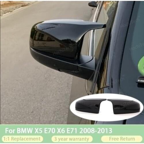 Top Quality Carbon Fiber Look Car Side Wing Mirror Cover for BMW X5 E70 2008 2009 2010 2011 2012 2013 Rear-View Cover Caps Black