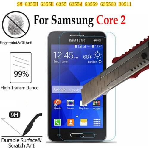 Tempered glass screen protector FILM FOR Samsung Galaxy Core 2 II SM-G355H G355H G355 G355M G3559 B0511 GLAS sklo an mobil case